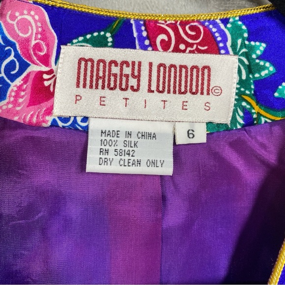 Vtg Maggy London Petites 100% Silk Floral Paisley Maximalist Skirt Set Quirky 6 - Picture 11 of 12